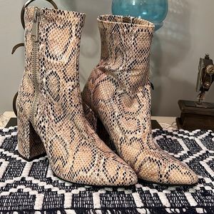 Public Desire Snake Print Heeled Boots